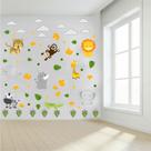 Adesivo Parede Decorativa Infantil Safari 70 Peças Alta Qualidade Cores Vibrantes Inclui Animais Mat