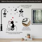 Adesivo Parede Gatos Apaixonados Quarto Casal Vinil Premium Lua Adesivo Parede Gatos Apaixonados Quarto Casal Vinil Premium Lua