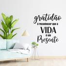 Adesivo Parede Gratidão Vida Presente Decorativo 65x70cm