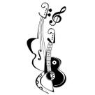 Adesivo Parede Guitarra baixo clave música parede decoração cor:preto