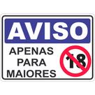 Adesivo placa aviso atenção sinalização apenas para maiores de 18 anos 15x21 cm ou 21x30cm azul auto