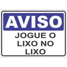 Adesivo placa aviso sinalização atenção jogue lixo no lixo 15x21 cm ou 21x30cm azul auto colante amb