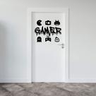 Adesivo Porta Gamer Grafite Elementos Vídeo Game Internet Quarto Adolescente