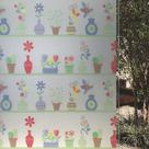 Adesivo Sem Cola Janela Vidro Jateado Vaso de Flores 200x60cm