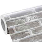 Adesivo Vinil Tijolinho 3D Cinza Escuro Autocolante Para Parede Quarto Sala Cozinha Decorativo