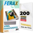 Adesivo Vinil Transparente 100%, Jato Tinta A4 - 200 Folhas Adesivo Vinil Transparente 100%, Jato Tinta A4 - 200 Folhas
