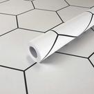 Adesivo Vinílico Lavavel para Piso com Textura Hexágono Branco 500x60cm Adesivo Vinílico Lavavel para Piso com Textura Hexágono Branco 500x60cm