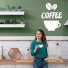 Adesivo Xícara Café Coffee Grãos Decoração Padaria Restaurante
