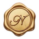 Adesivo Yoption Initial N, pacote com 50, selo de cera em bronze e ouro