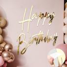 Adesivo Yousoontic Feliz Aniversário Acrílico Dourado 58x51 cm