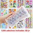 Adesivos 3D Inchados para Crianças - 40 Folhas com Desenhos Animados Sortidos