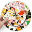 Adesivos Animal Sushi, 50 peças fofos de desenhos animados, decalques de comida à prova d'água