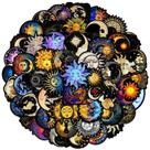 Adesivos artísticos Sol e Lua, 50 peças, fundo preto Adesivos artísticos Sol e Lua, 50 peças, fundo preto