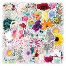 Adesivos Blooming Flower, 50 unidades, desenhos animados coloridos, vinho floral