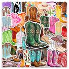 Adesivos, botas de cowboy, decalques de vinil de estilo ocidental x50