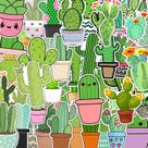Adesivos Cactus, vinil impermeável, grafite, decalques, 50 unidades