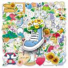 Adesivos Cartoon Flower 50 unidades de vinil floral desenhado à mão
