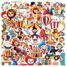 Adesivos Circus, 50 peças de vinil fofo de palhaço de desenho animado e animal