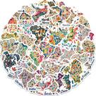 Adesivos coloridos do mapa mundial 50 unidades de vinil impermeável de 3 a 6 cm Adesivos coloridos do mapa mundial 50 unidades de vinil impermeável de 3 a 6 cm
