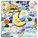 Adesivos com tema climático Cartoon Sun Moon Cloud Rainbow x100