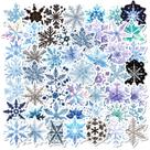 Adesivos com tema de inverno, floco de neve, 50 unidades, azul estético Adesivos com tema de inverno, floco de neve, 50 unidades, azul estético
