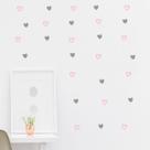 Adesivos Corações Decorativos 100 Unidades 5cm, Cinza/rosa