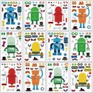 Adesivos DaiUni Make Your Own Robot para crianças com 24 folhas Adesivos DaiUni Make Your Own Robot para crianças com 24 folhas