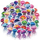 Adesivos de 50 peças de medusas coloridas para crianças e adultos, oceano