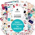 Adesivos de agenda Clever Fox Monthly Weekly Daily, mais de 1360 adesivos