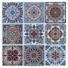 Adesivos de azulejo LONGKING Colorful Talavera Mexican 30x30cm 10 folhas