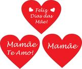 Adesivos de coração tema feliz dia das mães com 100 UND (sortidos)