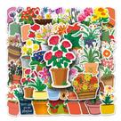 Adesivos de flores em vasos, vinil, grafite impermeável, 50 unidades/lote