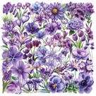 Adesivos de flores roxas, álbum de recortes, 50 unidades de PET transparente
