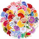 Adesivos de flores vermelhas, 50 unidades para crianças, decalques florais de desenhos animados
