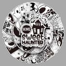 Adesivos de Halloween em vinil preto e branco, 50 unidades
