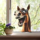Adesivos de janela Creative Funny Horse Head em PVC autoadesivos Adesivos de janela Creative Funny Horse Head em PVC autoadesivos