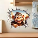 Adesivos de parede 3D Cartoon Monkey Funny Animal PVC 29,5 x 29,5 cm Adesivos de parede 3D Cartoon Monkey Funny Animal PVC 29,5 x 29,5 cm