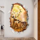 Adesivos de parede 3D Deer Forest Animal Wallpaper 60x90cm PVC