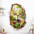Adesivos de parede 3D Deer Forest Through-The-Wall PVC 60x90cm