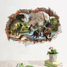 Adesivos de parede 3D Dinosaur Broken Wall Effect PVC 50x70cm