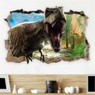 Adesivos de parede 3D Dinosaur Roaring T-Rex Broken Wall Effect
