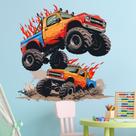 Adesivos de parede 3D Off-Road Monster Truck Cartoon Car 59x30cm Adesivos de parede 3D Off-Road Monster Truck Cartoon Car 59x30cm