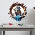 Adesivos de parede 3D Pirate Ship Broken Wall Effect PVC 29,5 x 29,5 cm