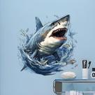 Adesivos de parede 3D Shark Ocean Predator Jumping Out of Water