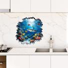 Adesivos de parede 3D Shark Underwater Ocean Scene Decalque de arte de parede