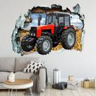 Adesivos de parede 3D Tractor Farm Vehicle Broken Wall Design