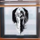 Adesivos de parede Angel and Demon PVC preto e branco 17x29,5cm
