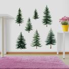 Adesivos de parede Aquarela Pine Tree Forest Green PVC 40x100cm