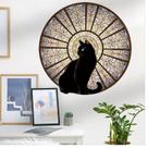 Adesivos de parede Black Cat Round Pattern Window 40x40cm PVC Adesivos de parede Black Cat Round Pattern Window 40x40cm PVC