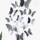 Adesivos de Parede Borboleta 3D Prata com 12 unidades